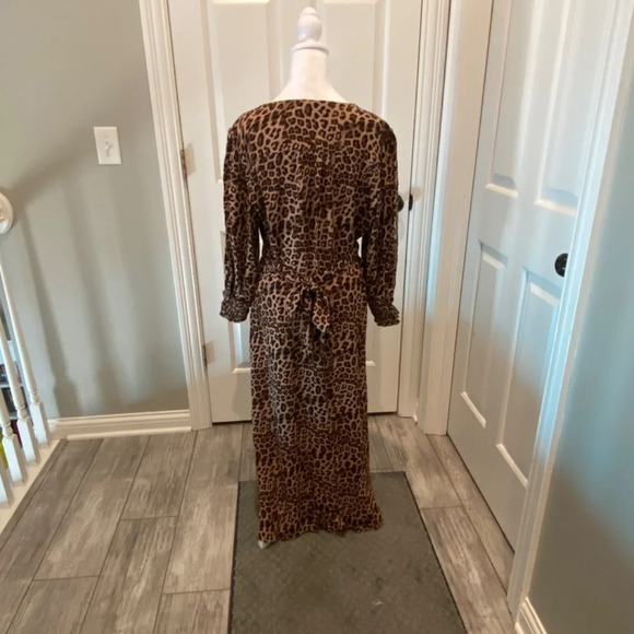 Whistles Jungle Cheetah Shirred Midi Dress leopard animal print 16891 - Picture 11 of 16